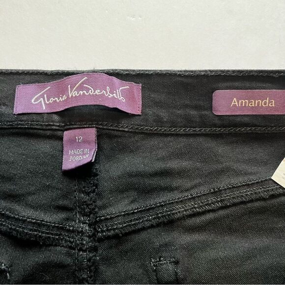 Gloria Vanderbilt Amanda Women's Black Jeans with Rose decor Size 12 High rise - Picture 7 of 10